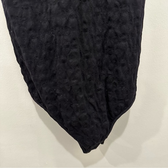 Free People Perforated High Neck Black Bodysuit - Picture 7 of 8